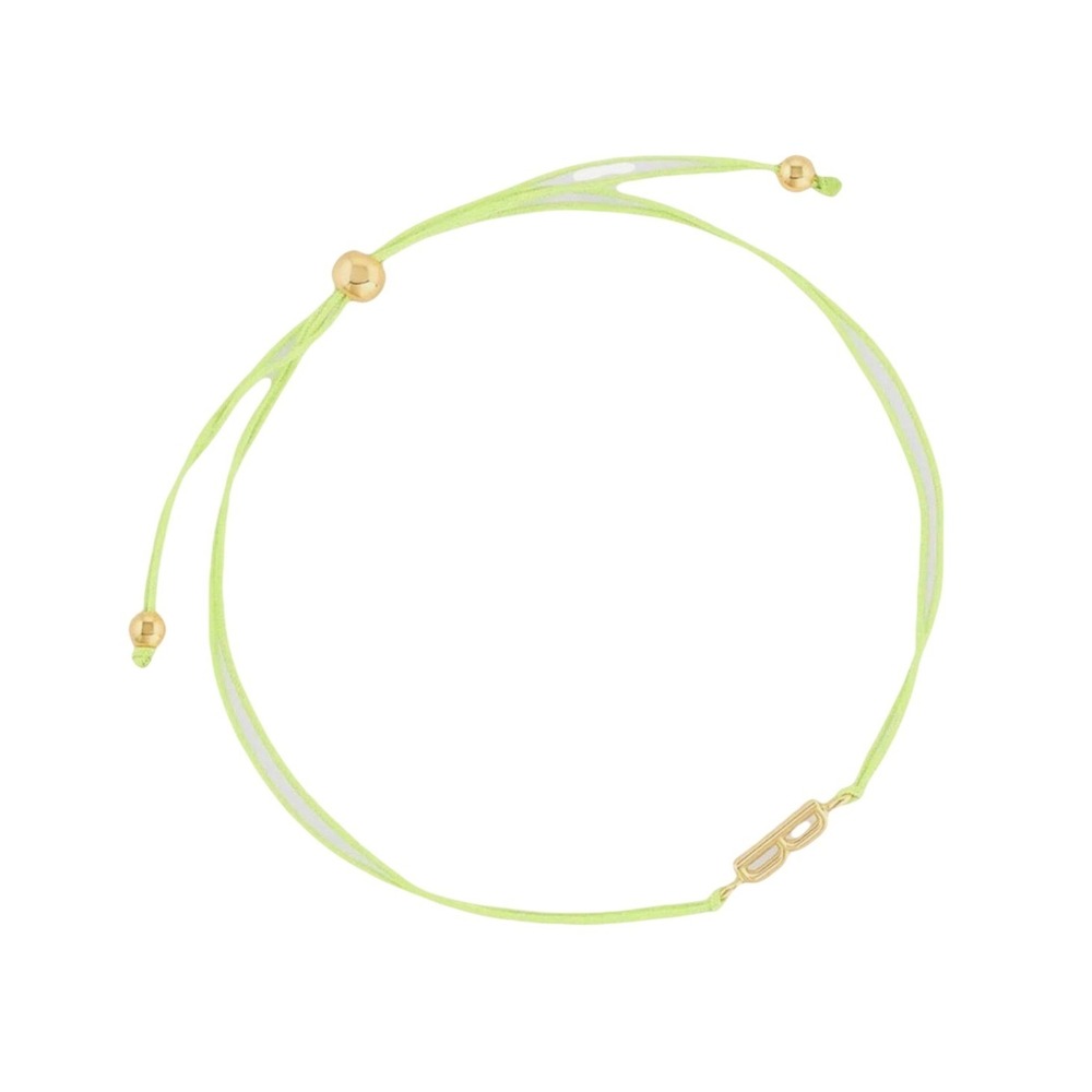 Gorjana New Alphabet Prism Bracelet Yellow Cord with Gold Plated B Initial Charm